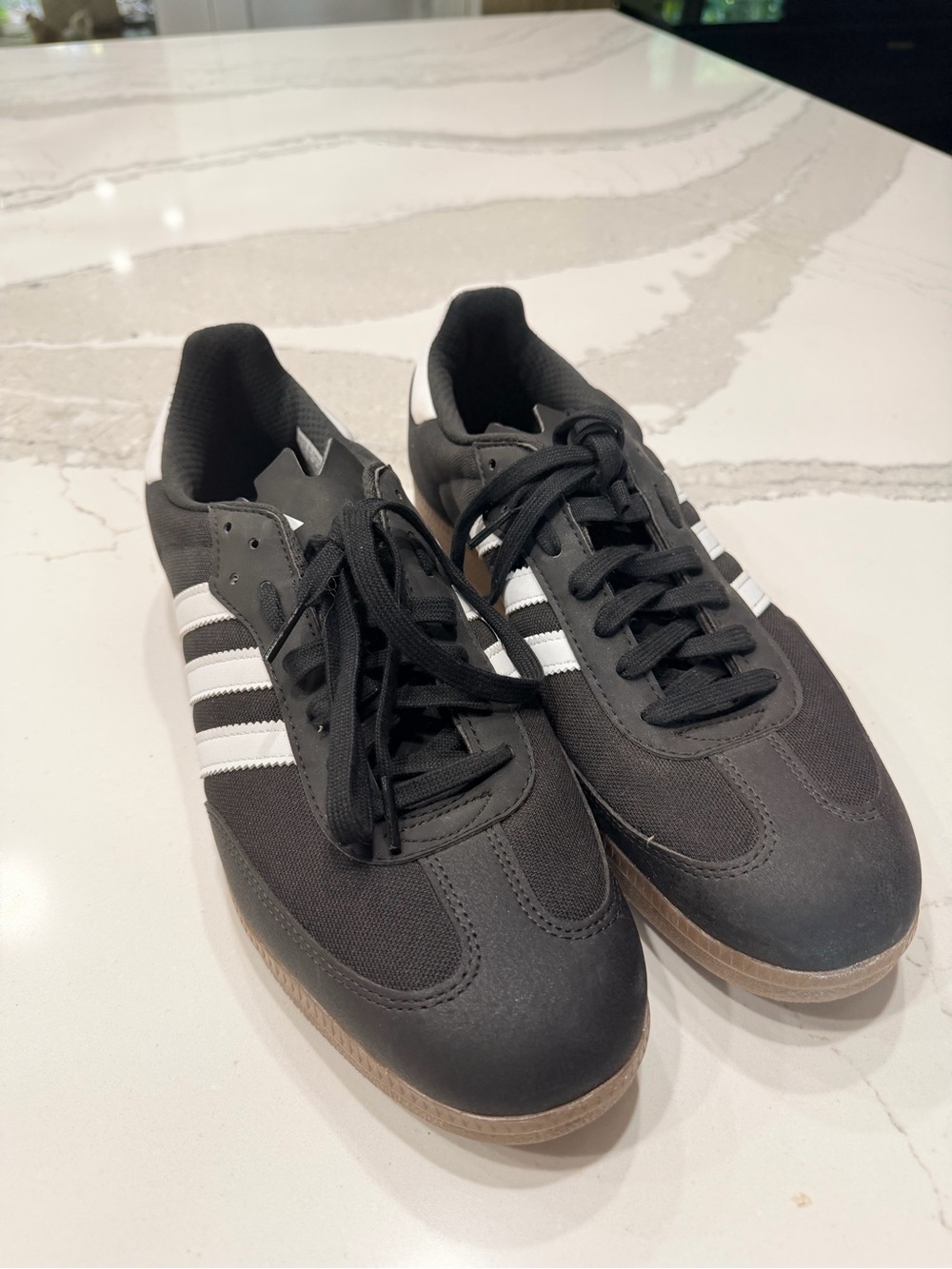*Velosamba* (cycling shoes) adidas Men’s Black Sneakers with White Stripes